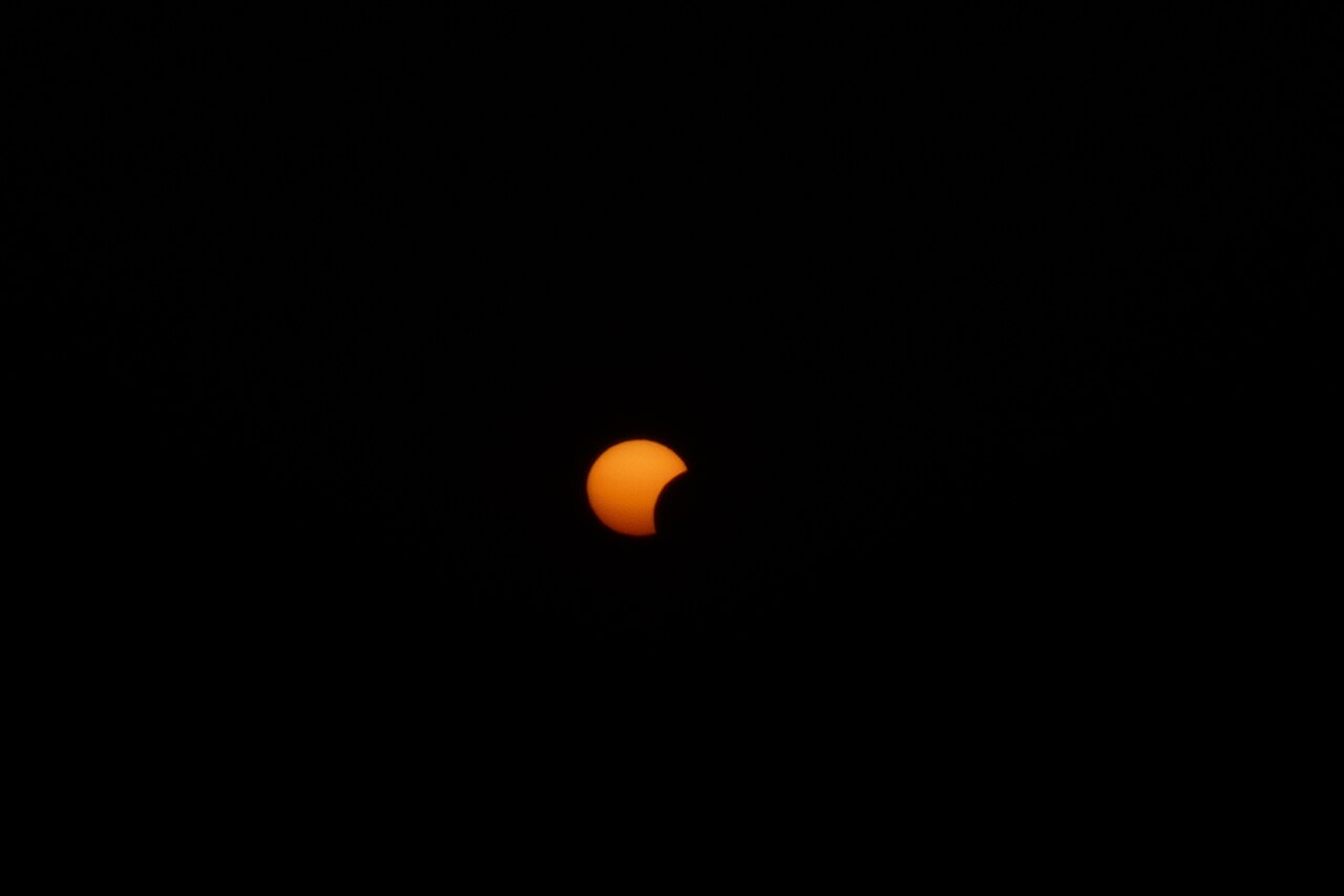 Orange crescent Sun during the partial solar eclipse seen from Tunisia on 12 August 2026